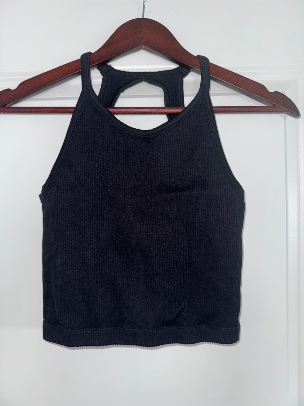 Women's Black Ribbed Racerback Tank Top Vitality